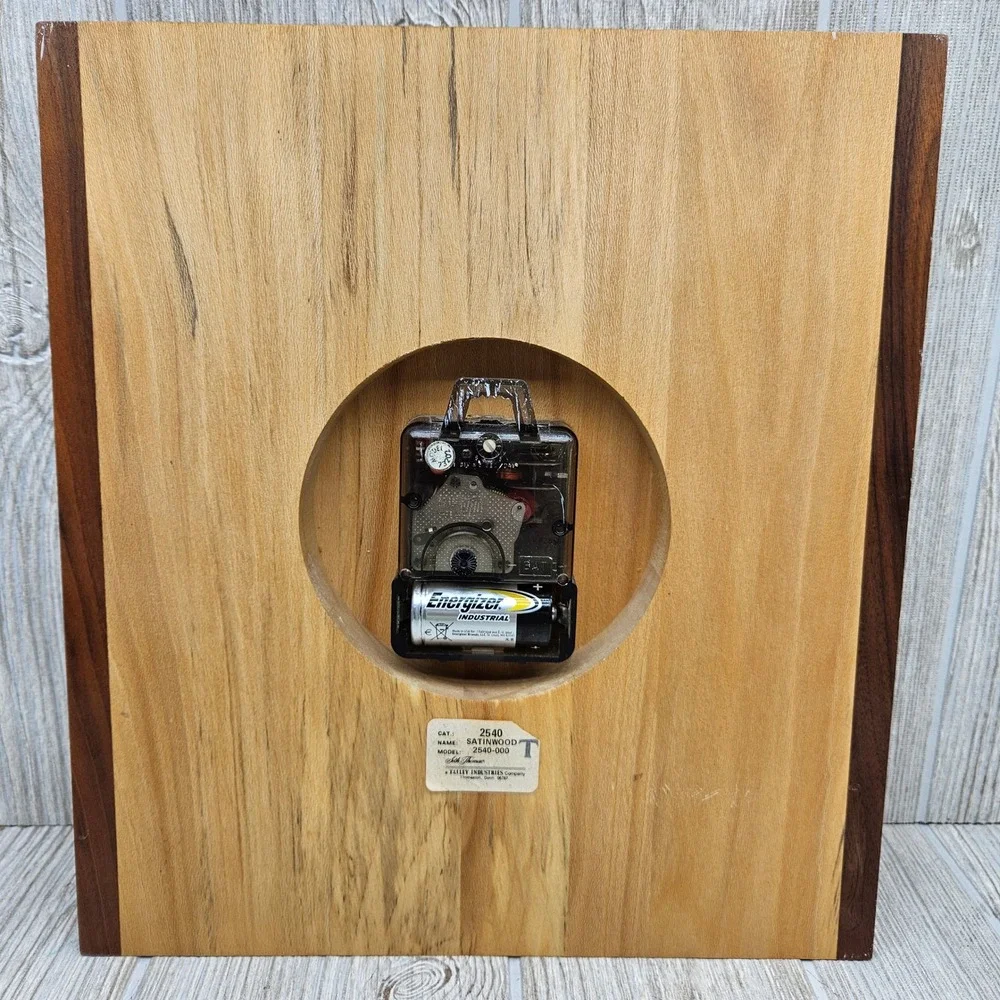 Seth Thomas Satinwood Wall‎ Clock Mid Century Modern Wood Block 2540-000 Vintage